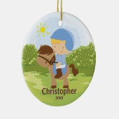 Horseback Rider Boy kerstversiering Keramisch Ornament (Rechts)
