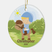 Horseback Rider Boy kerstversiering Keramisch Ornament (Links)