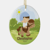 Horseback Rider Boy kerstversiering Keramisch Ornament (Rechts)