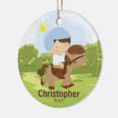 Horseback Rider Boy kerstversiering Keramisch Ornament (Links)