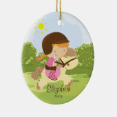 Horseback Rider Girl-kerstversiering Keramisch Ornament (Rechts)