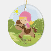 Horseback Rider Girl-kerstversiering Keramisch Ornament (Links)
