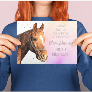 Horseback Riding Birthday Animal  Roze Kaart