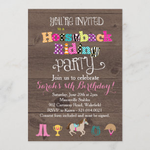Horseback Riding Birthday Party Invitation Kaart