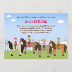 Horseback Riding Birthday Party Invitation Kaart