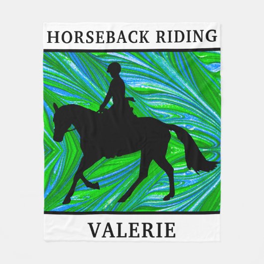Horseback Riding Blue Green Fleece Blanket (Voorkant)