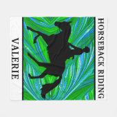 Horseback Riding Blue Green Fleece Blanket Deken (Voorkant (Horizontaal))