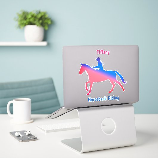Horseback Riding Custom-Cut Vinyl Sticker (Laptop op bureau)