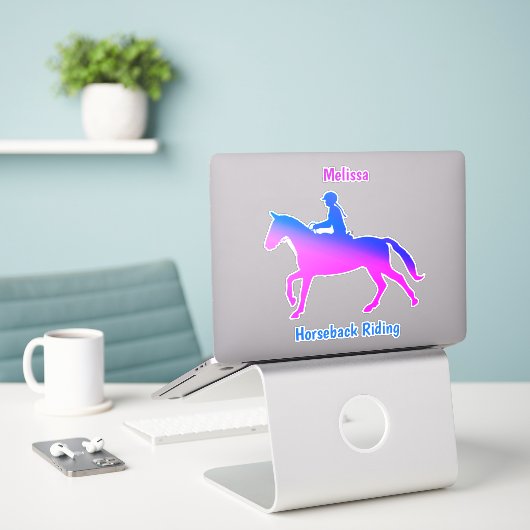 Horseback Riding Custom-Cut Vinyl Sticker (Laptop op bureau)