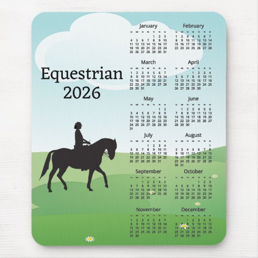 Horseback Riding Design 2026 Calendar Mouse Pad Muismat (Voorkant)