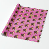 Horseback Riding Equestrian Pink Gold Birthday Cadeaupapier (Uitgerold)