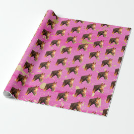 Horseback Riding Equestrian Pink Gold Birthday Cadeaupapier