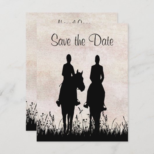 Horseback Riding Equestrian Wedding Save the Date (Voorkant / Achterkant)