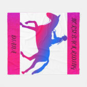 HORSEBACK RIDING GIRL PERSONALISEERD IN PINK & BLU FLEECE DEKEN (Voorkant (Horizontaal))