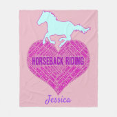 Horseback Riding Heart met wilde Pony Fleece Deken (Voorkant)