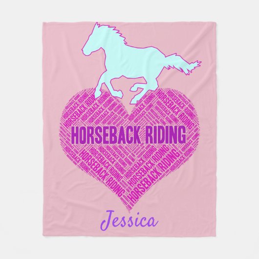 Horseback Riding Heart met wilde Pony Fleece Deken (Voorkant)