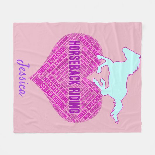 Horseback Riding Heart met wilde Pony Fleece Deken (Voorkant (Horizontaal))