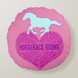 Horseback Riding Heart met wilde Pony Rond Kussen