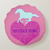 Horseback Riding Heart met wilde Pony Rond Kussen (Achterkant)