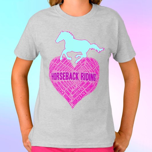 Horseback Riding Heart met wilde Pony T-shirt