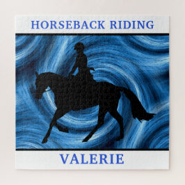 Horseback Riding Horse and Rider Blue Swirl Puzzle Legpuzzel