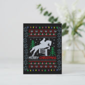 Horseback Riding Jumping Merry Kerstmis Briefkaart (Staand voorkant)