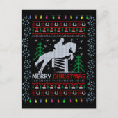 Horseback Riding Jumping Merry Kerstmis Briefkaart (Voorkant)