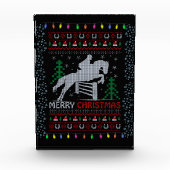 Horseback Riding Jumping Merry Kerstmis Fotoblokken (Voorkant)
