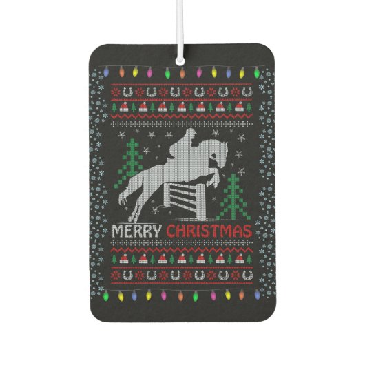Horseback Riding Jumping Merry Kerstmis Luchtverfrisser (Voorkant)