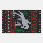 Horseback Riding Jumping Merry Kerstmis Rechthoekige Sticker (Voorkant)