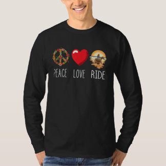 Horseback Riding Love Peace Ride Sunset Horse Raci T-shirt