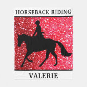 Horseback Riding Love Red Hearts Fleece Blanket (Voorkant)