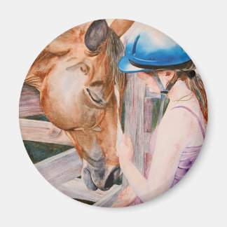 HorseBack Riding Meisje en haar Paard Dierenvriend Magneet