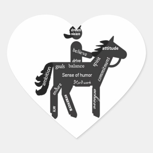 Horseback Riding, Motivatie woorden, sport Hart Sticker (Voorkant)
