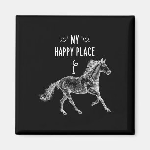 Horseback Riding My Happy Place Equestrian Horse L Magneet