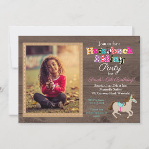 Horseback Riding Photo Birthday Party Invitation  Kaart