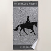 Horseback Riding Shiny Silver Beach Towel Strandlaken (Voorkant)