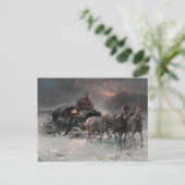 Horsedrawn Sleigh in de nacht Briefkaart (Staand voorkant)