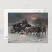 Horsedrawn Sleigh in de nacht Briefkaart (Voorkant / Achterkant)
