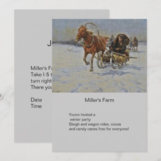 Horsedrawn Sleigh in Polen Kaart (Voorkant / Achterkant)