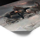 Horsedrawn Wagon bij nacht Poster (Hoek)