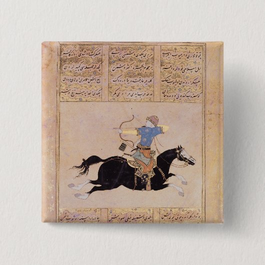 Horseman tekent zijn buis vierkante button 5,1 cm (Voorkant)