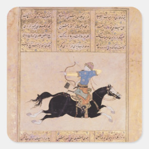 Horseman tekent zijn buis vierkante sticker