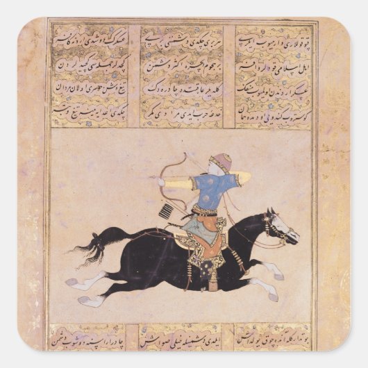 Horseman tekent zijn buis vierkante sticker (Voorkant)