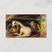 HORSEN, ANDERE DIEREN, CADUCEUS VETERINAIR SYMBOOL VISITEKAARTJE (Achterkant)