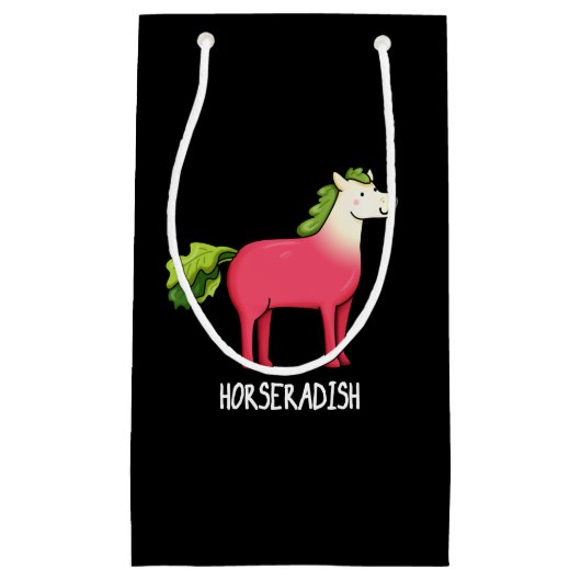 Horseradish Funny Horse Pun Dark BG Klein Cadeauzakje (Voorkant)