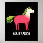 Horseradish Funny Horse Pun Dark BG Poster (Voorkant)