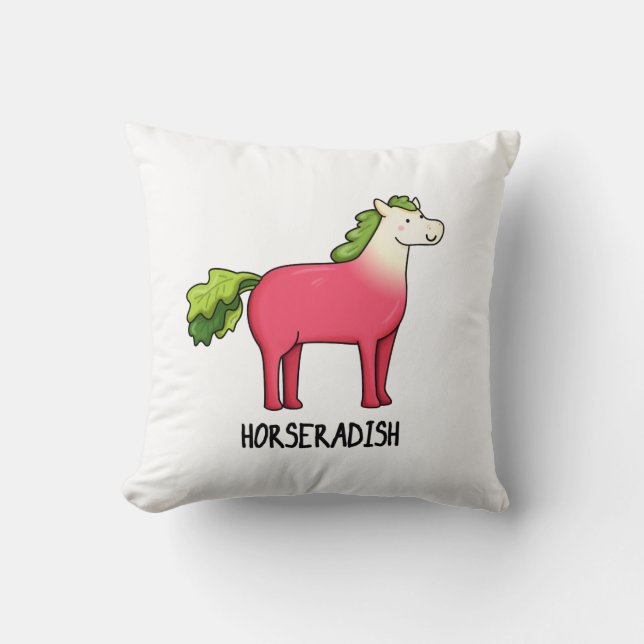 Horseradish Funny Horse Pun Kussen (Voorkant)