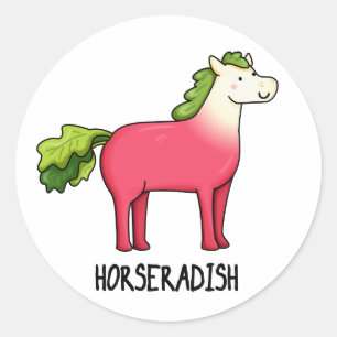 Horseradish Funny Horse Pun Ronde Sticker