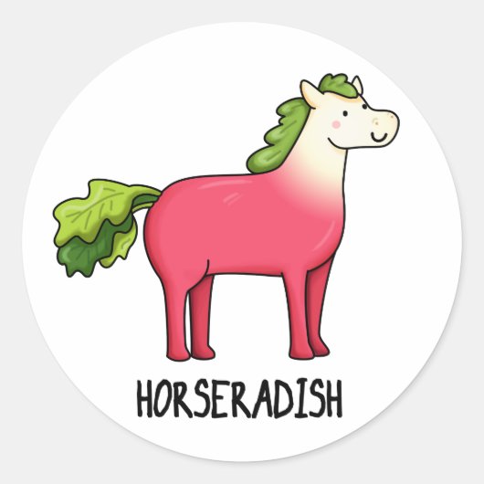 Horseradish Funny Horse Pun Ronde Sticker (Voorkant)